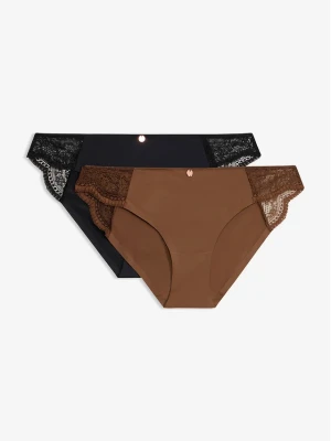 Figi mini z delikatną koronką (2 szt.) BonPrix czarny