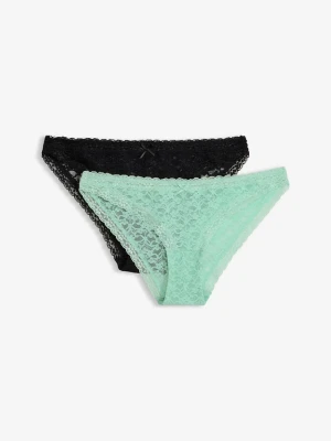 Figi mini z miękkiej koronki (2 pary) BonPrix czarny