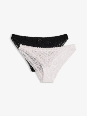 Figi mini z miękkiej koronki (2 pary) BonPrix czarny