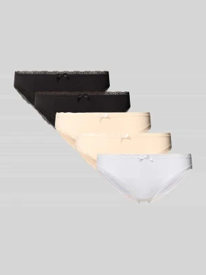 Figi o kroju slim fit z mieszanki bawełny w 5‑pakiecie Dorina Beżowy