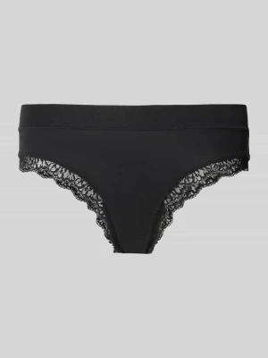 Figi o kroju slim fit z obszyciem koronką Schiesser Czarny