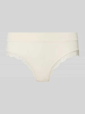 Figi o kroju slim fit z obszyciem koronką Schiesser Złamany biały
