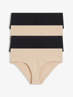 Figi panty z bawełną organiczną (4 pary) BonPrix beżowy