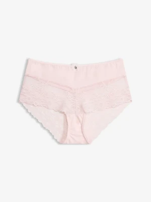 Figi panty z delikatną koronką BonPrix różowy