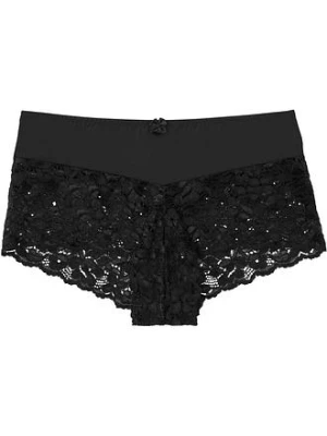 Figi panty z wysokim stanem i koronką BonPrix czarny