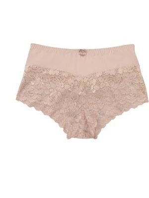 Figi panty z wysokim stanem i koronką BonPrix beżowy