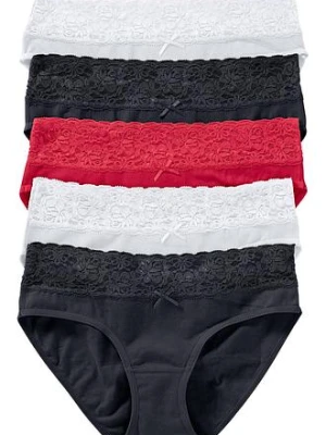 Figi z miękką bawełną i koronką (5 par) bonprix