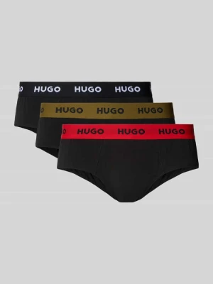 Figi z mieszanki bawełny z wyhaftowanym logo w zestawie 3 szt. HUGO