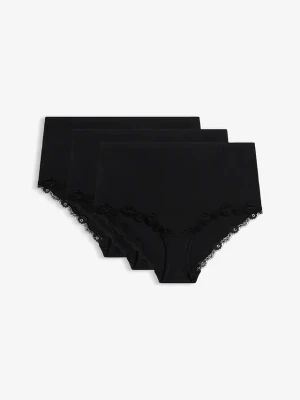 Figi z wysokim stanem z poliamidu (3 szt.), bezszwowe BonPrix czarny