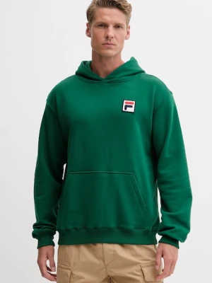 Fila bluza Borgholm męska kolor zielony z kapturem gładka FAU0148