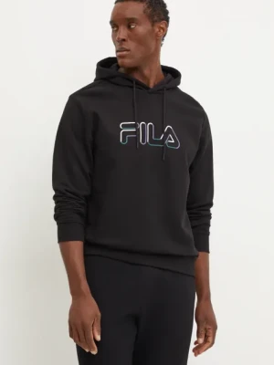Fila bluza Lauben męska kolor czarny z kapturem z nadrukiem FAM0787
