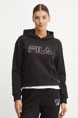 Fila bluza Lorca damska kolor czarny z kapturem z aplikacją FAW0915