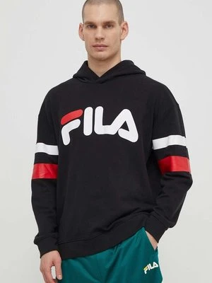 Fila bluza Luohe męska kolor czarny z kapturem z nadrukiem FAM0675