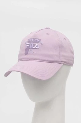Fila czapka z daszkiem bawełniana kolor fioletowy z aplikacją