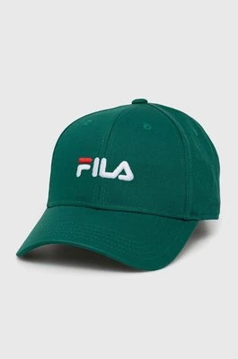 Fila czapka z daszkiem bawełniana Brasov kolor zielony z aplikacją FCU0019CHEAPER