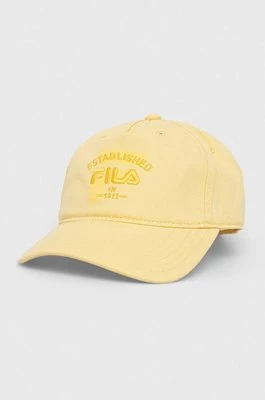 Fila czapka z daszkiem bawełniana kolor żółty z aplikacją
