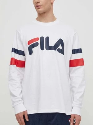 Fila longsleeve bawełniany Luohe kolor biały z nadrukiem FAM0669