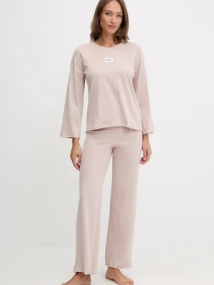 Fila piżama bawełniana damska kolor beżowy bawełniana FPW4218