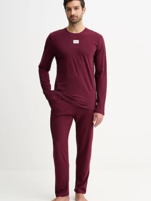 Fila piżama bawełniana męska kolor bordowy gładka FPW1232