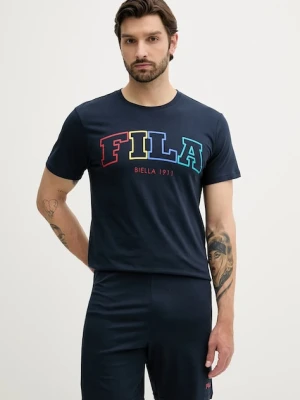 Fila piżama bawełniana męska kolor granatowy z nadrukiem FPS1223