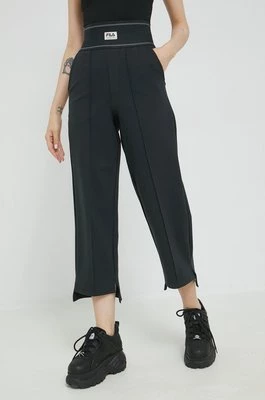 Fila spodnie damskie kolor czarny proste high waist