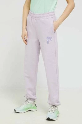 Fila spodnie dresowe bawełniane kolor fioletowy gładkie