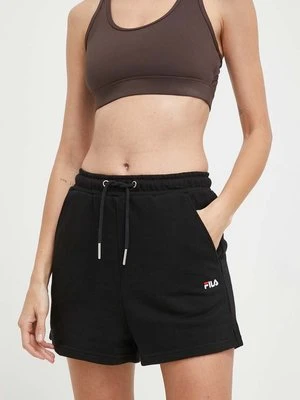 Fila szorty Buchloe damskie kolor czarny gładkie high waist FAW0702