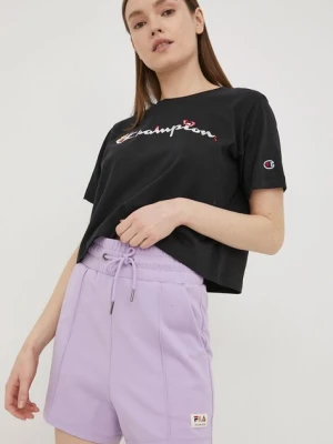 Fila szorty damskie kolor fioletowy gładkie high waist