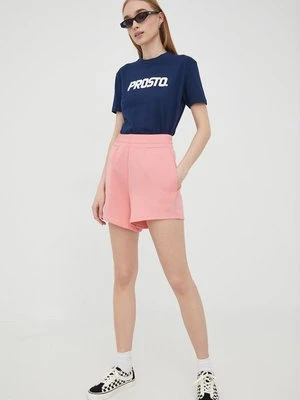 Fila szorty damskie kolor różowy gładkie high waist