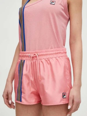 Fila szorty damskie kolor różowy z nadrukiem high waist TW421112