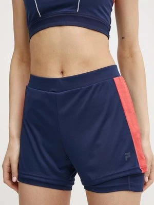 Fila szorty do biegania Racale kolor granatowy z nadrukiem high waist FAW0708