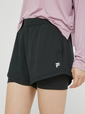 Fila szorty do biegania Racine damskie kolor czarny gładkie high waist