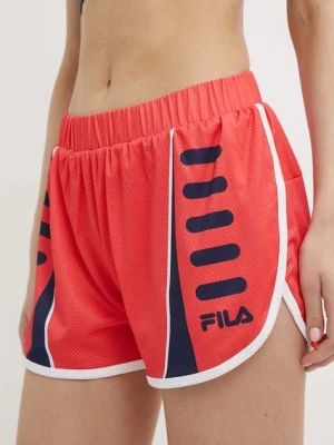 Fila szorty do biegania Ruffec kolor pomarańczowy wzorzyste medium waist FAW0718