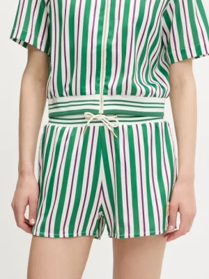 Fila szorty Lassance damskie kolor zielony wzorzyste high waist FAW1002