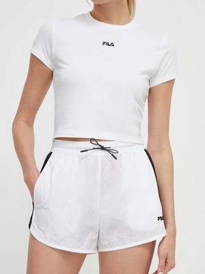 Fila szorty Limassol damskie kolor biały wzorzyste high waist FAW0775