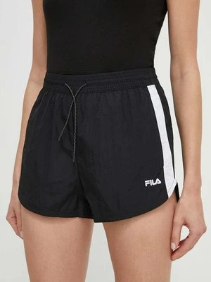 Fila szorty Limassol damskie kolor czarny wzorzyste high waist FAW0775