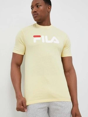 Fila t-shirt bawełniany Bellano kolor żółty z nadrukiem FAU0067