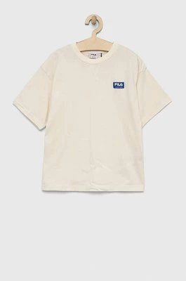 Fila t-shirt bawełniany dziecięcy kolor beżowy z aplikacją