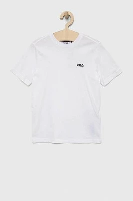 Fila t-shirt bawełniany dziecięcy kolor biały z nadrukiem