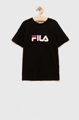 Fila t-shirt bawełniany dziecięcy kolor czarny z nadrukiem