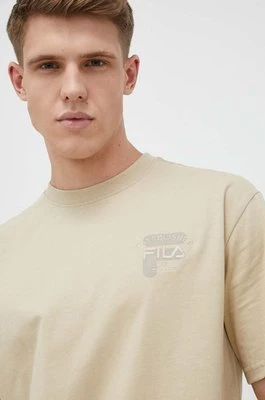 Fila t-shirt bawełniany kolor beżowy z nadrukiem