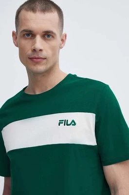 Fila t-shirt bawełniany Lankaran męski kolor zielony z aplikacją FAM0680