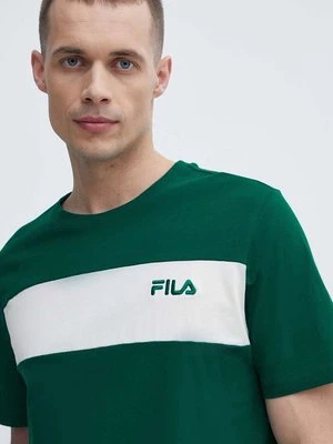 Fila t-shirt bawełniany Lankaran męski kolor zielony z aplikacją FAM0680