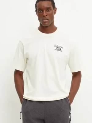 Fila t-shirt bawełniany Lezhe męski kolor beżowy z aplikacją FAM0768