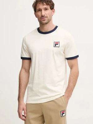 Fila t-shirt bawełniany męski kolor beżowy wzorzysty