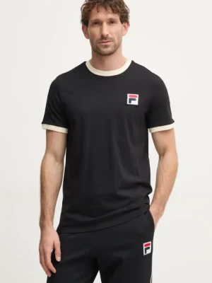 Fila t-shirt bawełniany męski kolor czarny wzorzysty