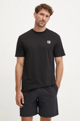 Fila t-shirt bawełniany męski kolor czarny z aplikacją