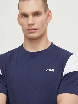 Fila t-shirt bawełniany Tsingoni męski kolor granatowy wzorzysty FAM0629