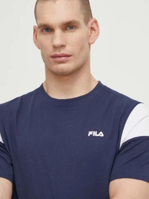 Fila t-shirt bawełniany Tsingoni męski kolor granatowy wzorzysty FAM0629