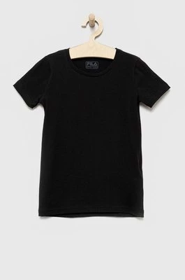 Fila t-shirt dziecięcy kolor czarny gładki